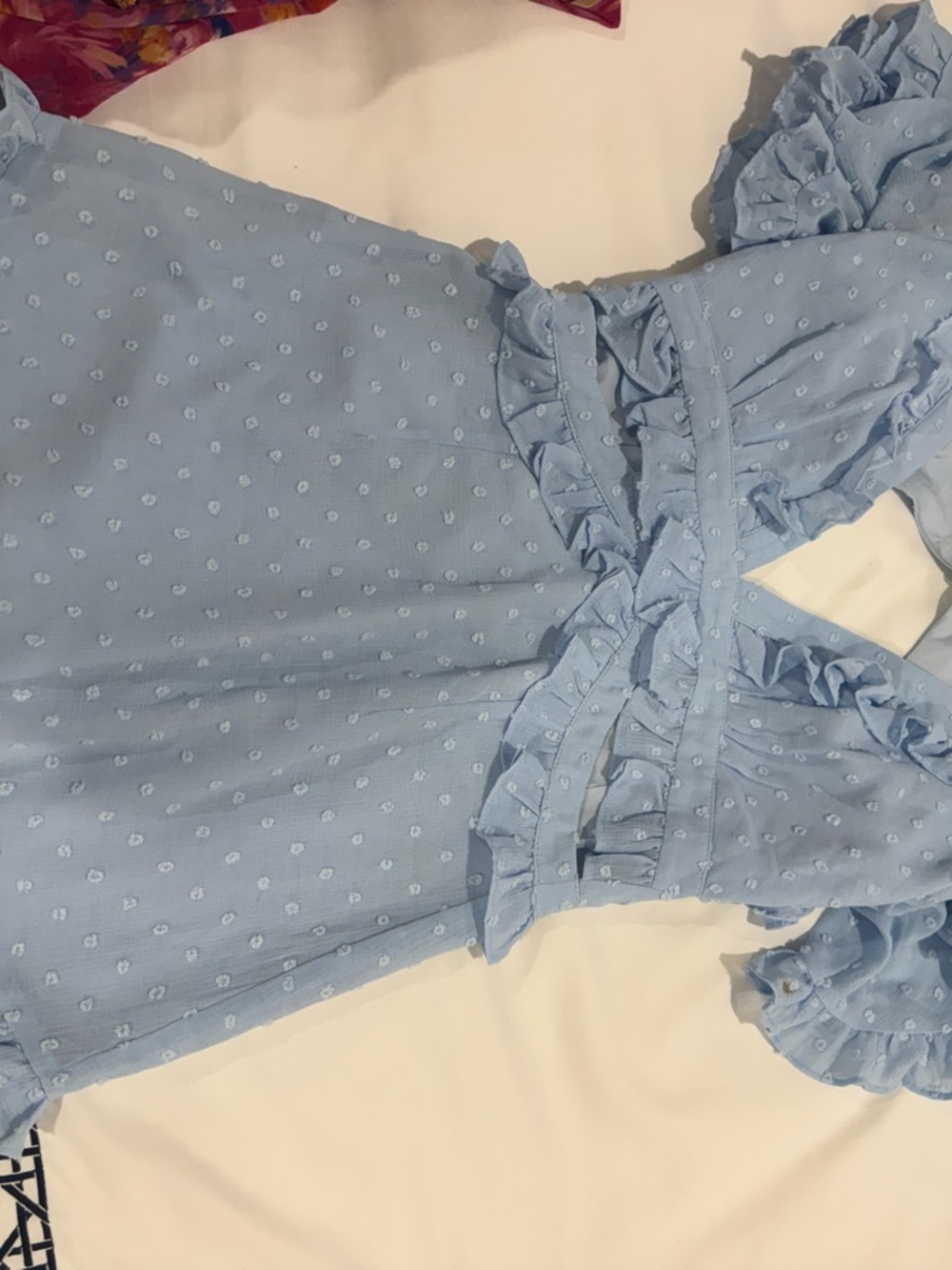 Angel Biba Light Blue Swiss Dot Mini Dress